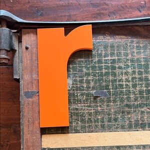 Orange Letter 'R' Wall Decor